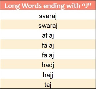 What Are Words That End In "J"